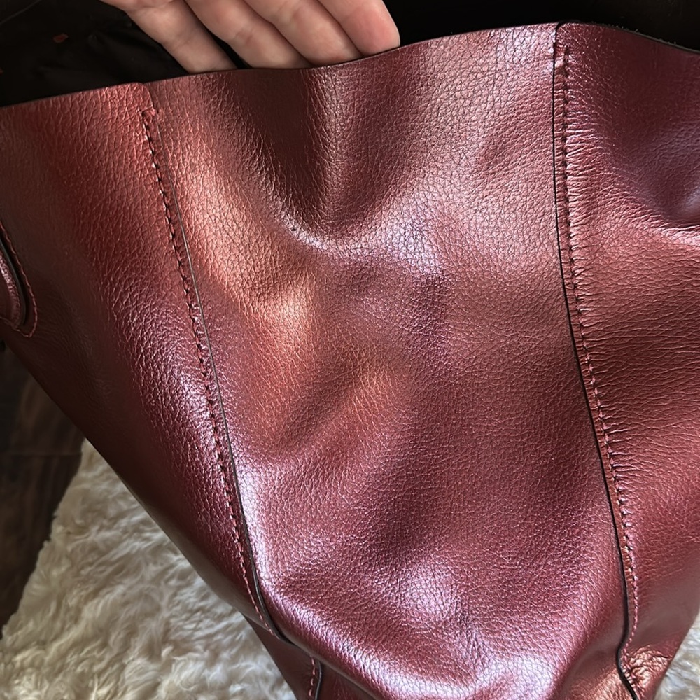 Coach Metallic Red Leather Derby Tote.       EUC - Picture 6 of 6